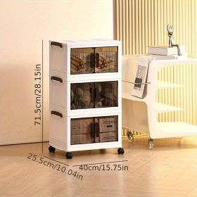 1pc multi-layer foldable open storage cabinet for home living room high-looking storage box dormitory wheeled multi-layer book snack storage locker (size: 3rd floor)