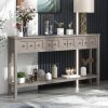 Rustic Entryway Console Table,60" Long Sofa Table with two Different Size Drawers and Bottom Shelf for Storage