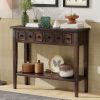 Rustic Console Table with Open Shelf,Rubber Wood Legs,Ideal for Entryways,Living Rooms,and Hallways