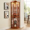 Glass Cabinet Lighted Corner Cabinet Corner Display Curio Cabinet, Glass Display With Light(Included)Bar Cabinet