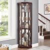 Corner Glass Cabinet Lighted Curio Cabinet Corner Display Case for Living Room, Curio Cabinet, Antique collection, Wine