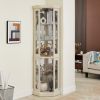 Corner Glass Cabinet Lighted Curio Cabinet Corner Display Case for Living Room, Curio Cabinet, Antique collection, Wine