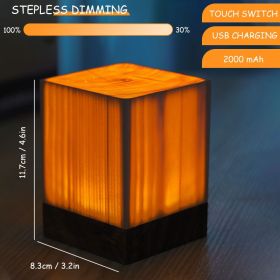 Retro Wood Table Lamp Creative Wood Grain Bedside Lamp Charging Night Light Wooden Base Vintage Desk Lamp Bedroom Birthday Gift (Ships From: China, Lampshade Color: Upgrade B)