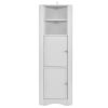 Tall Bathroom Corner Cabinet, Freestanding Storage Cabinet with Doors and Adjustable Shelves, MDF Board