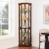 Corner Glass Cabinet Lighted Curio Cabinet Corner Display Case for Living Room, Curio Cabinet, Antique collection, Wine