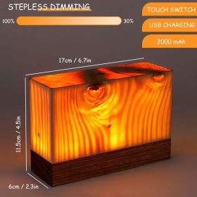 Retro Wood Table Lamp Creative Wood Grain Bedside Lamp Charging Night Light Wooden Base Vintage Desk Lamp Bedroom Birthday Gift (Ships From: China, Lampshade Color: Upgrade C)