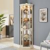 Corner Glass Cabinet Lighted Curio Cabinet Corner Display Case for Living Room, Curio Cabinet, Antique collection, Wine