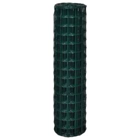 vidaXL Euro Fence Steel 82ftx4.9ft Green (Option: as picture)