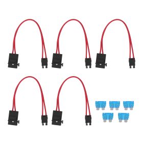 5Pcs Car Fuse Holder Connector Mini Heavy Duty Wire Extension for Vehicle ATM 20A 16AWG with 5 Fuses ACK S 10.9mm (Option: ACT 19.1MM)