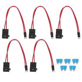 5Pcs Car Fuse Holder Connector Mini Heavy Duty Wire Extension for Vehicle ATM 20A 16AWG with 5 Fuses ACK S 10.9mm (Option: ACM long leg 9.1mm)